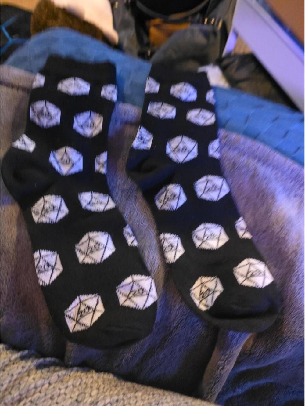Dungeons & Dragons Youth Crew Socks 1 Pair Teens Black & White D20 Dice D&D